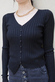 Asymmetric knit tops【BK/WH/WINE】