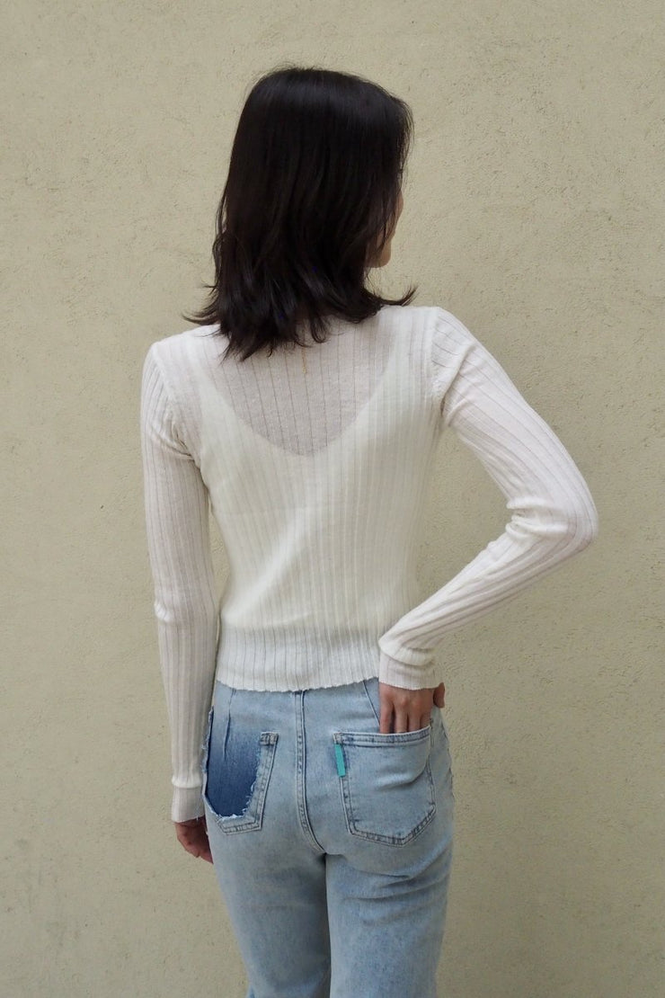 Asymmetric knit tops【BK/WH/WINE】