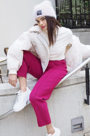 Knit pants 【pink/white】