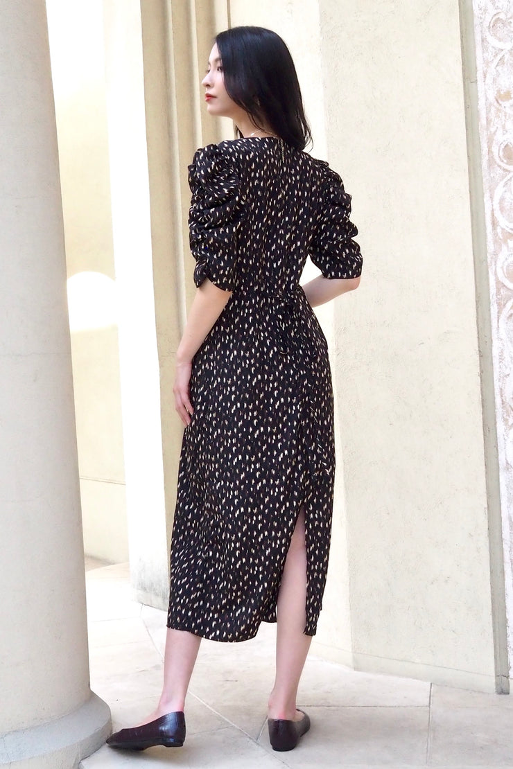 Color Leopard Print Dress【BK】