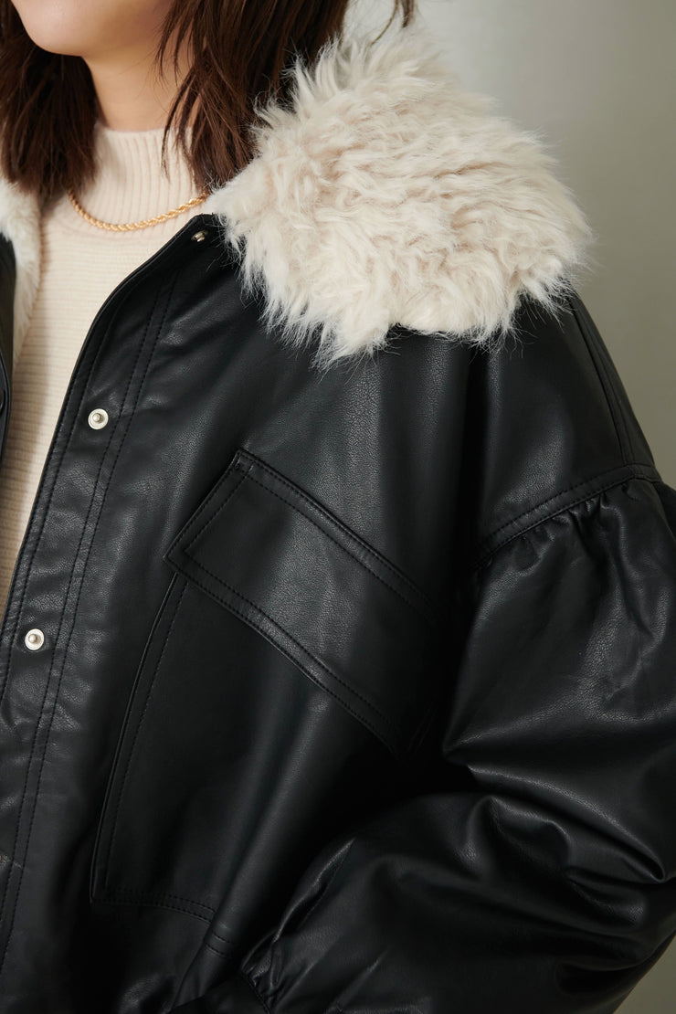 Fur Collar Leather Blouson【BK】