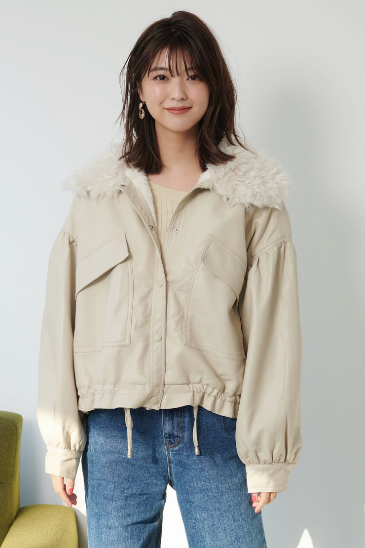 Fur Collar Leather Blouson【WH】