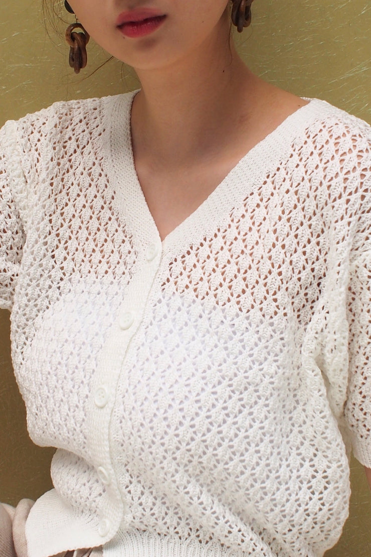 See-Through Knit Tops 【pink/yellow/white/turquoise】