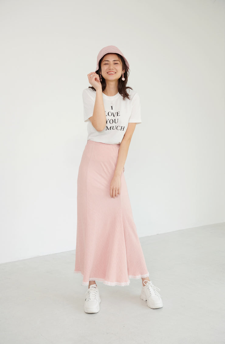 Maxi Length Skirt【pink/white】