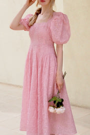 Cotton flower dress【white/pink/black】